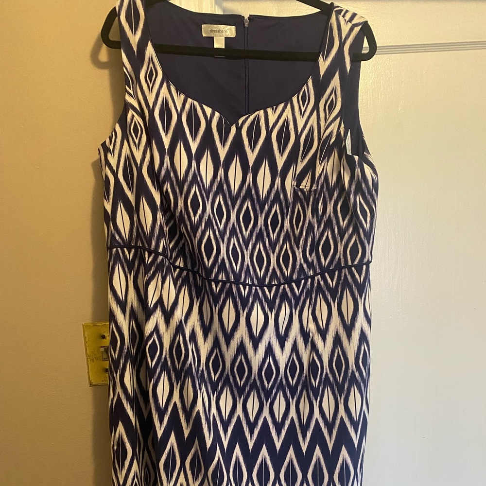Dress barn size 16 blue and white sleeveless dress